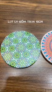 Lót Ly Gốm Thấm Nước Tròn 10cm Hoa Văn | Đế Lót Cốc Chống Tràn Chống Trượt Trang Trí - Tạp hoá Vy AN