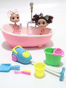 Doll Playing Water Dream Play House 23cm Artificial Electric Water Pump Automatic Water Spray Shower Bathtub Toy