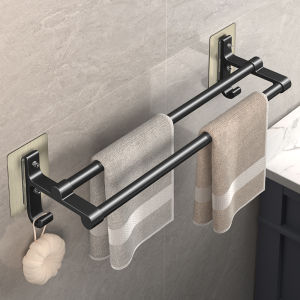 Non-drilling Towel Rack Double Layer Self Adhesive Bathroom Shower Bath Room Toilet Towel Holder Two Bars Hand Towel Holder Rail