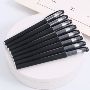 30 pcs Soft Touch Stylus Gel Ink Ball Pen 0.38mm Fine Needle Tip Smooth Writing Matte Grip Office School Signature Pen