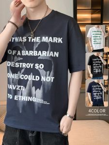 ROMON | Romon Ice Silk Short Sleeve T-Shirt Thin Pure Cotton Round Neck Printed Summer Fashionable Youth Male Upper Apparel Quick Dry