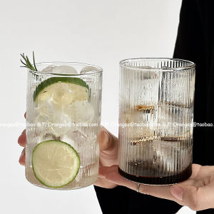 Oranges Coffee Shop High Temperature Resistant Stripes Glass Cup Coffee Cup Cold Extract Latte Cup Beverage Cup Bubble Water Cup