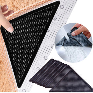 สติกเกอร์กันลื่นสำหรับพรมปูพื้น8ชิ้นแผ่นรองมุมพรมสามารถซักได้แผ่นกาวนาโนสองชั้น