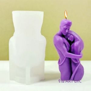 วันวาเลนไทน์คู่โอบกอดซิลิโคนเทียนแม่พิมพ์ DIY สัญลักษณ์ความรักประติมากรรมพลาสเตอร์เรซิ่นหล่อเครื่องมืองานฝีมือบ้านของขวัญ