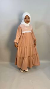 Gamis Anak Afifah WYNOLA 836 Bahan Soft Knit Kombinasi Brokat