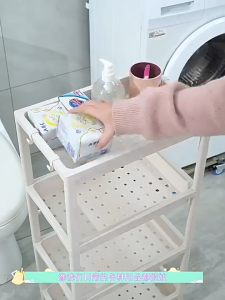 SALVO 2/3/4 Layers Trolley Cart Moving Rack Bathroom Organizer Storage Rack Slim Slide Tower Movable With Wheel