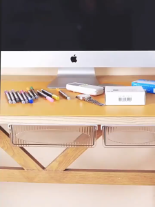 กล่องเก็บของ ลิ้นชักใต้โต๊ะ กล่องพลาสติกใส ติดตั้งง่าย ลิ้นชักติดใต้โต๊ะ ลิ้นชักอเนกประสงค์ โปร่งใส