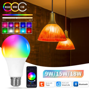 E27 Smart Bulb Tuya Bluetooth Smart Light Bulbs LED Lamp RGB 9W 15W 220V Smart Life APP Control LED Bulb Smart Home Automation