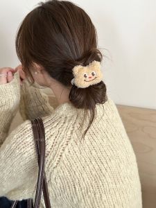 Adorable Butter Bear Plush Hair Clip for Girls: Cartoon High Aesthetic Hair Ties Fashionable Hair Accessories Hair Bands