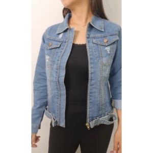 Minola Jaket Nagita Denim Wanita Jeans Resleting Cewe Kekinian