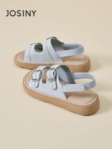 Josiny | Thick Sole Blue Bock Style Summer New Open Toe Slip-on Beach Sandals