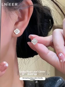 Lnieer | Pure 999 Silver Mother-of-Pearl Four-leaf Clover Stylish Earrings