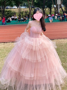 Adult Birthday Ball Gown Pink Hostess Elegant Sensation Graduation Ceremony Lightweight Luxurious Fleeing Princess Puffy Skirt