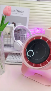 WSKEN พัดลมเล็กตั้งโต๊ะ เงียบ พัดลมแรง จอแสดงผลแบบดิจิตอล ห้องนอน ห้องครัว บ้าน กลางแจ้ง ความเร็ว 100 ระดับ USB พัดลมเทอร์โบ การป้องกันความปลอดภัย