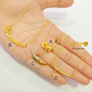 Kalung Titanium Gold Simple Elegant Anti Karat Cantik Korean Style