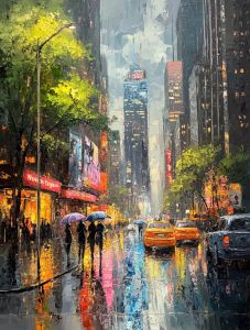 Kayou | Oil Painting By Numbers Kits The City Under The Rain Curtain Number Drawing Canvas DIY Pictures By Numbers Home Decor