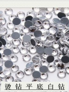 International Trade a Crystal Bottoming Drill Glass Drill Transparent White Diamond Rhinestone Shoes Drill Hand Sewing Drill Middle Hole Hot Drilling Handmade Drill Manicure