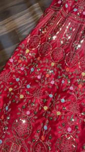 [PRE-ORDER] Semistitched Premium Malai Satin Silk Embellished Lengha (10-15days delivery)