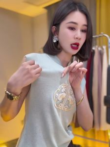 New Chinese Style National Trend Early Spring Summer Short Sleeve Womens T-Shirt Beautiful Matching Top High Sensation