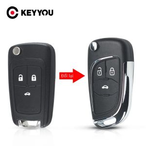 KEYYOU ABS Gấp Ô Tô Điều Khiển Từ Xa Vỏ Chìa Khóa Dành Cho Xe Chevrolet Cruze Aveo Malibu Epica Lova - 2/3/4/5 Nút Sửa Đổi Lật Chìa Khóa