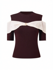 BADINA | Design Sense Off-shoulder Beaded Sweater