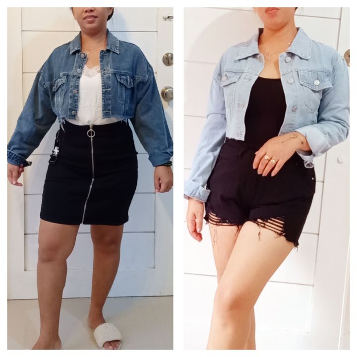 Cropped denim jacket oversized hotsell