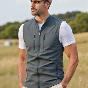 New Spring Men Outdoor Casual Vests Mens Summer Waterproof Breathable Fishing Waistcoat Mens Autumn Fashion Vest Jacket Male