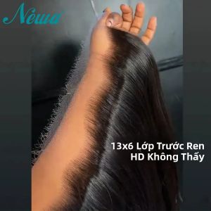 Mũi Tóc Giả Newa Hair 13x6 HD Lace Frontal Closure Đã Được Tỉa Sẵn Tóc Người Thẳng & Sóng Body Chất Liệu Ren Thụy Sĩ HD Trong Suốt 13x4