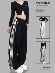 Quần Dài Thường Ngày Jazz Hip Hop Rộng Rãi Cho Nữ ROKBBK-K Phong Cách Đường Phố Quần Ống Rộng Cotton 75% Vải Khác 25%