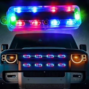 2PCS Solar Powered Car Warning Strobe Light Motorcycle Truck Bike Highlight LED Anti-Collision Safety Light with Back Adhesive
