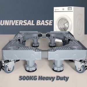 4 Foot Wheel Adjustable Washing Machine Stand Base Refrigerator Holder Round Tube Type Bracket Stand
