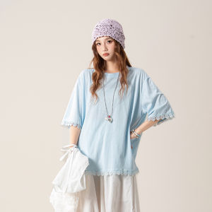 SHANGWEILUO | Light Blue Lace Embroidery Summer Suit
