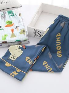 Spring and Autumn Pure Cotton Childrens Pajamas Boy Cartoon Dinosaur Car Knitted Cotton Home Pants All Cotton Pants Boy Trousers
