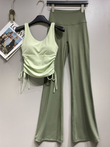 ชุดโยคะผู้หญิง ชุดกีฬาเอวสูง กางเกงขาบาน ชุดโยคะ ชุดออกกำลังกาย ชุดฟิตเนส ชุดกีฬาฤดูร้อน ชุดโยคะระดับมืออาชีพ