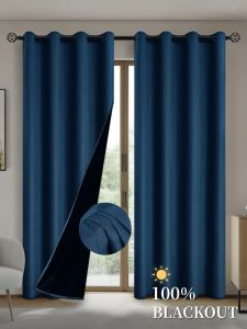 1pc 100% Blackout Curtains with Grommet Top  Curtains for Living Room Bedroom Kitchen Home Decor Room Decoration