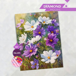 AZQSD Diamond Mosaic Kits Daisy Flower Full Square Round Drill Painting Floral Picture Of Rhinestones Handicrafts Home Decor