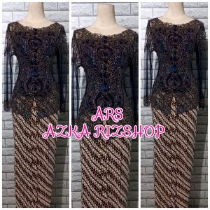 set kebaya wisuda kebaya navy + longtorso dan rok lereng