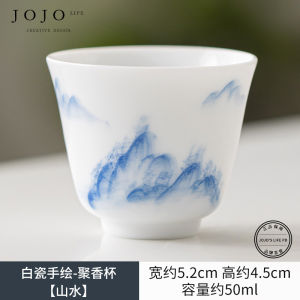 Hand-Painted White Porcelain Tea Cup Underglaze Color Home Use Small Tea Cup Simple Style Chinese Style Ceramic Tea Set