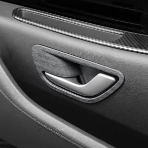 Car Carbon/Wood Style Inner Door Handle Bowl Frame Cover ABS Plastic For Hyundai Staria 2021-2026 LHD/RHD Interior Accessories
