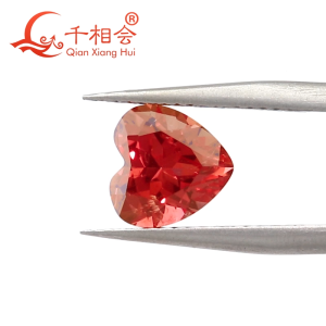 Heart Shape Padparadscha Lab Grown Sapphire with Visible Inclusions for DIY Jewelry Making - Reddish