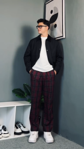 Kemeja UNIQLO Lengan Panjang SLIM FIT Polos Navy Kemeja Pria Bahan Katun Rayon Kasual