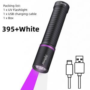Alonefire | Alonefire SV141 2-in-1 UV Light+Led Lighting Flashlight Rechargeable Torch Camping Hiking Scorpion Pet Urine Tinea Money Lamp
