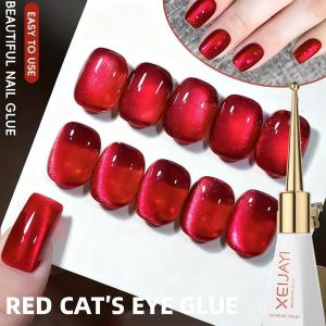 10ml Christmas Red Cat‘s Eye Gel Nail Polish Sparkling Ruby Red Magnetic Nail Gel UV LED Soak Off Manicure Salon DIY Tools 2025