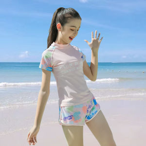 Girls Childrens Swimwear Two-Piece Swimsuit with Chest Pad Teenage Girls Swimming Costume 12 Years Old And under