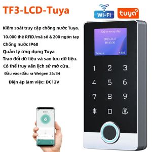 TF3LCD Đầu Đọc Dấu Vân Tay WiFi Hệ Thống Kiểm Soát Truy Cập Màn Hình LED Độc Lập Bàn Phím Cửa Full Kim Loại Chống Thấm Nước Tuya Ứng Dụng Điều Khiển