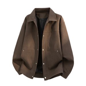 Vintage Street Style Turn-down Collar Jacket