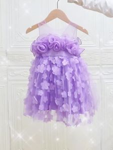 Toddler Bridesmaids Party Baby Girls Dresses Toddler Tulle 1st Birthday Baptism Princess Prom Dress Girl Wedding Evening Costume