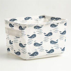 Foldable Storage Basket with Handles Cotton Linen Mini Storage Cubes Nursery Storage Baskets Desk Storage Bin Organizer JAF257