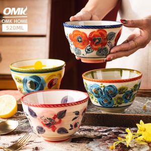 OMK American Retro Style Hand-painted 5 inch Ceramic Bowl 520ML