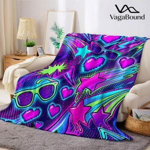Neon Pop Flannel Blanket Warm Soft Halloween Christmas Decorative Couch Warm Cozy All-Season Gift